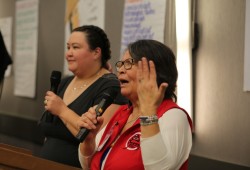 Participants played Nuu-chah-nulth bingo at the language event, when Xakubee and tatuusʔaqsa called out words in the Ditidaht and central Nuu-chah-nulth dialects to be matched with pictures.