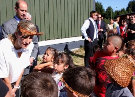 Princess Sophie speaks with children before she opens the new library