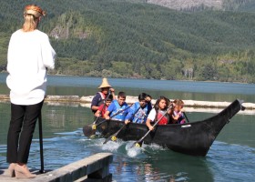 Watching the skills of the Ditidaht Paddle Club