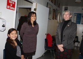 In Ahousaht: Juniper John with mom Anne Atleo visits with the Lieutenant Governor Judith Guichon
