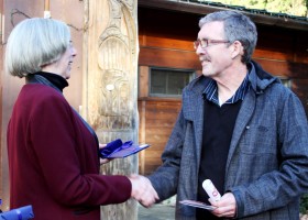 Port Alberni Mayor Mike Ruttan says goodbye to Lt-Gov. Judith Guichon after two days of touring the community