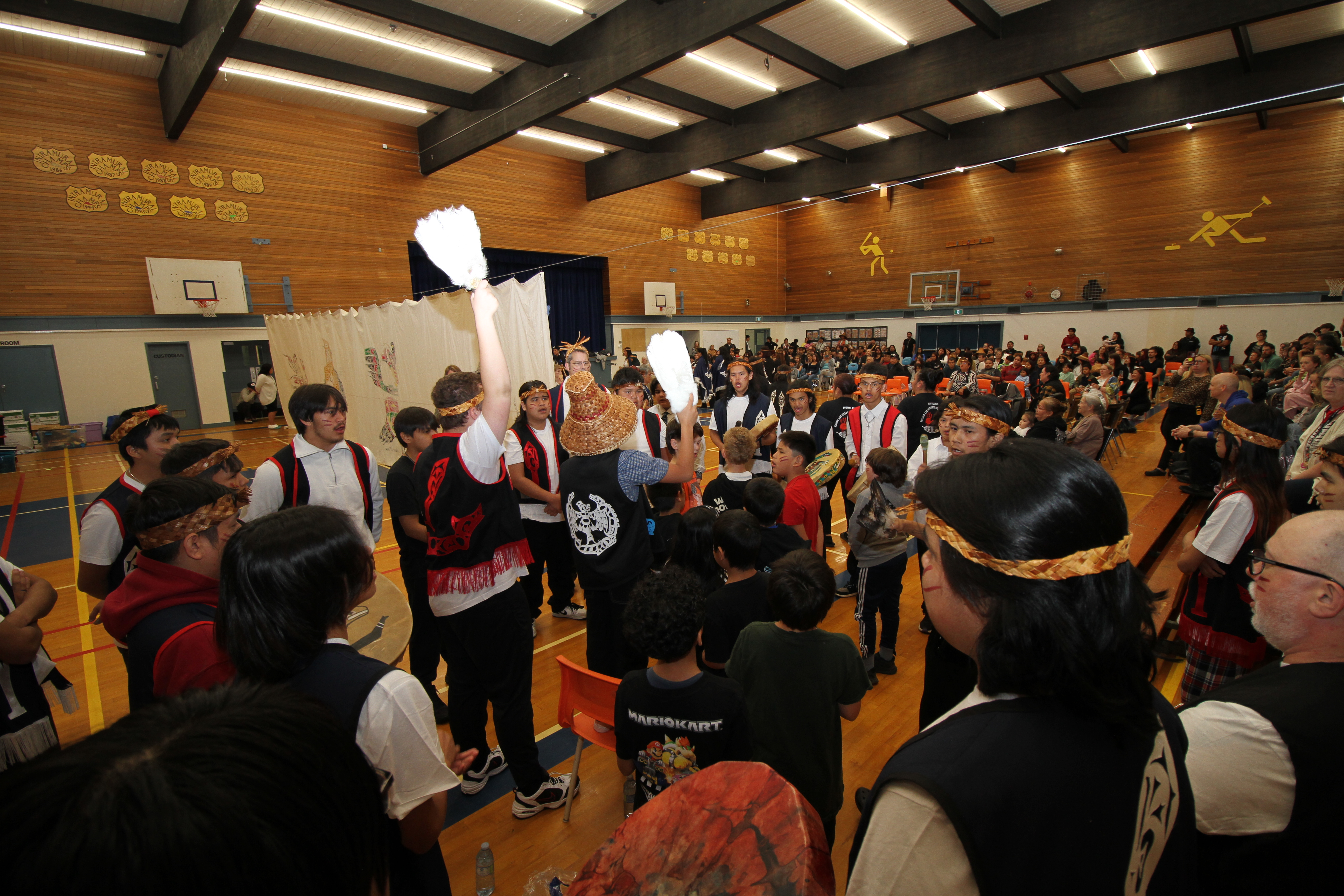 Gold River Secondary students perform at the spring potlatch, May 12 2026
