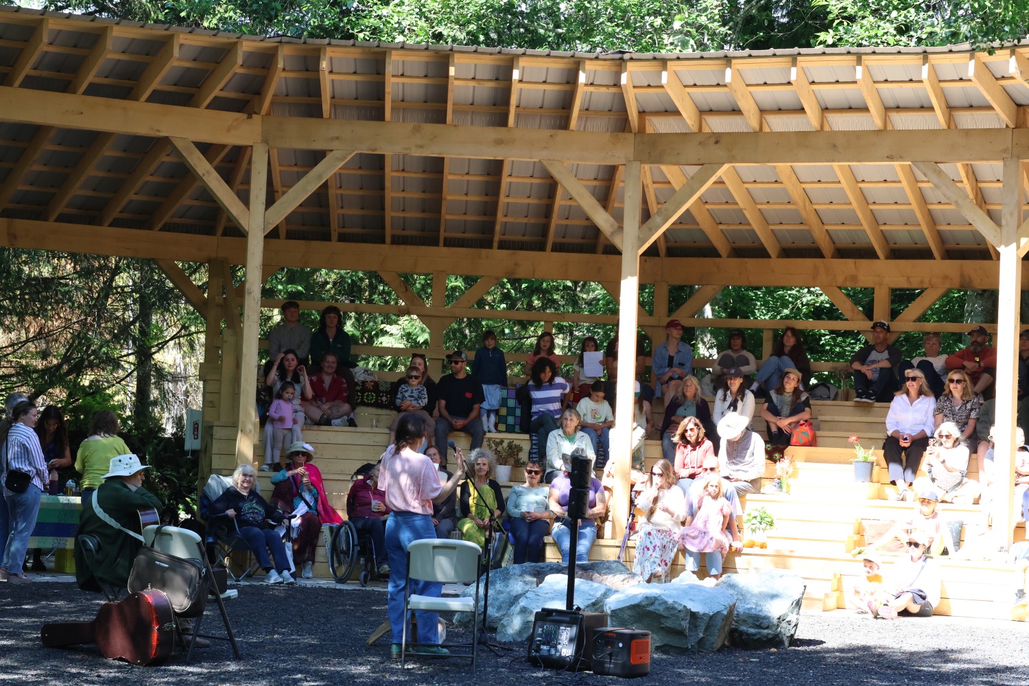 West Coasters fill the new Tin Wis Amphitheatre with joy during a poetry party on June 27, 2026. (Nora O’Malley photos) 