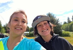 Organized by Huu-ay-aht mom Jacquie Dennis (left), the walk, for her, was about finding ways to support men who are in addictions and struggling to make a clean break.