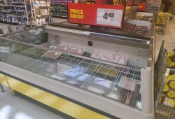 While the shelves at Tyler’s No Frills looked good midday on Wednesday, June 7, the parking lot was busy. Many in Port Alberni and Vancouver Island's west coast communities fear supplies will run out as highway access continues to be blocked by the Cameron Bluffs wildfire. (Denise Titian photo)