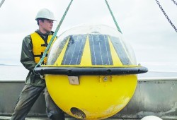 In 2022 two wave-measurement buoys were co-deployed at Maquinna Point, near Nootka Island BC. The data from this deployment will be used for calibration of a wave  model in the area to determine feasibility of deploying a wave energy converter device. (PRIMED photo)