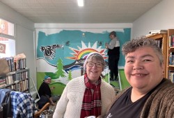 The mural was made to recognize the church for being ‘more like a community centre’ with Ahousaht dance practice and Pride events, says Geena Haiyupis. (Submitted photo)