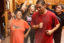 Julian Jones died during a police confrontation on Feb. 27, 2021 in the Meares Island village of Opitsaht. He is pictured with his mother Caron Manson. (photo submitted by Laura Manson)