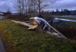 In Courtenay a float plane was tossed around from strong winds on Nov. 19. (Facebook photo) 