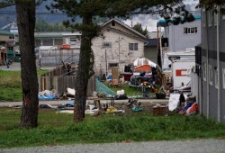 Items are being collected at a property on Fourth Avenue in Port Alberni, a section of the city where homelessness is prevalent. (Karly Blats photo)