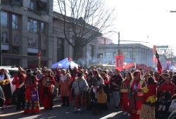 Supporters fill the Downtown Eastside on Feb. 14 for the women’s memorial walk in honor and remembrance of the missing and murdered Indigenous women, girls, and gender diverse peoples. (Alexandra Mehl photo)
