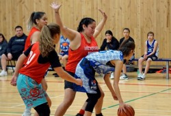 Tseshaht Pride and Hesquiaht Storm compete in the  All Nuu-chah-nulth Basketball Championship at the Alberni Athletic Hall on Saturday, Feb. 22. 