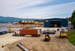 Cermaq’s semi-closed containment system is being assembled at Canadian Maritime Engineering’s Canal Beach shipyard in Port Alberni. (Cermaq photo)