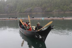 Staff and visitors to Walter’s Cove Resort begin a canoe journey in Kyuquot at the start of the fishing season for the tourism operation on June 21, 2022. The resort is owned by the Ka:'yu:'k't'h'/Che:k'tles7et'h' First Nations. (Eric Plummer photos)