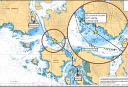 The crash occurred halfway between Tofino and Ahousaht at Coomes Bank, a shallow area with rocks that become exposed during low tide. (TSB map)