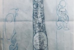 The totem pole, depicted here in a draft, will symbolize the importance of language and cultural teachings for Indigenous peoples.
