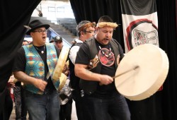 Ed Ross led a group from the Tseshaht First Nation at the Hoobiyee event on Feb. 29.