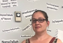 Tseshaht Language Program Coordinator Dawn Foxcroft, on site at the Tseshaht Language House. (photo by Kelda Blackstone)