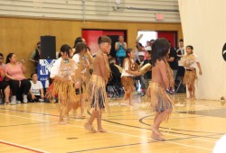 Maaqtusiis School’s Grade 3 class performs the Swan family’s Song of the Waves dance in cedar regalia they made with help from teachers.