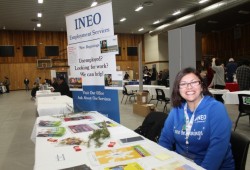 Ambar Varela managed the table for INEO Employment Services at the career fair.