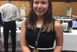 Isabelle Fortin of the Ditidaht First Nation earned an award for her strength in hockey. (Denise Johnson photo)