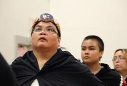 Janice John-Smith and Natalia Bell participate in the potlatch in Kyuquot.