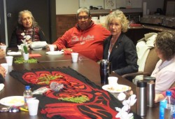 Joyce Murray, who is currently minister of Fisheries and Oceans Canada,  meets with elders at Port Alberni Friendship Centre in 2019 after she was appointed to head the Treasury Board. (Mike Youds photo)