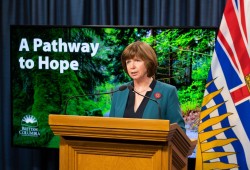 In the fall B.C. Minister of Mental Health and Addictions Sheila Malcolmson announced a step toward preventing drug poisoning deaths by applying to the federal government to remove criminal penalties for people who possess small amounts of illicit drugs for personal use. (Government of B.C. photo)