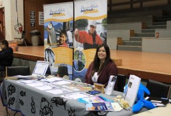 Michelle Colyn of Uu-a-thluk managed the fisheries booth at the career fair.