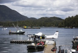 A Cessna float plane lands in the Tofino harbour with a variety of supplies for Ahousaht from the Victoria based non-profit organization, Power To Be, on Monday, June 8.