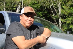 Russell Hanson, the Ka:’yu:’k’t’h’/ Che:k’tles7et’h’ First Nation’s forestry manager, is leading the community’s big house project. (Photo by Eric Plummer)