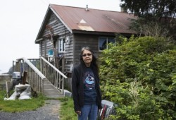 Lucy Paivio poses for a photo outside her home in Kyuquot, on August 13, 2020.