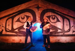 Timmy Masso and Hjalmer Wenstob sing in a promotional photo for naaʔuu, a cultural event running March 9 to 31 at the Best Western Tin Wis Resort. (Melissa Renwick photo)