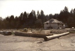 The two Tseshaht Day School buildings and the last remnant of the Alberni Indian Residential School, the basement, can be seen in this archive photograph from the 1980s. Tseshaht Day School was not included on Schedule K list of approved Indian Day Schools, as it was not funded by the federal government. (Ha-Shilth-Sa archive photo)