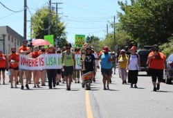 Supporters and loved ones participate in the annual walk for Lisa Marie Young in Nanaimo in June 2021. (Eric Plummer photo)