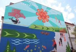 In consultation with Cowichan elders, Charlene Johnny, a Cowichan mural artist, completed a vibrant project in Duncan’s downtown core that depicts the themes of being truthful with feelings, reconciliation, the past, present, and future.