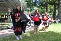 Performers from the Hishuk Ma Tsawaaq dance group brought Nuu-chah-nulth song to the event. 