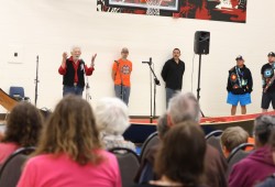 Canadian icon and lifelong environmental activist Dr. David Suzuki sat with the Haida delegation during the National Indigenous Peoples Day gathering. Suzuki’s family was married into the Haida Nation. He was invited to the microphone during the event. 