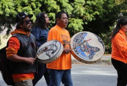 Some sang and drummed during the walk.