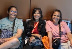 Annie John, Sheila John and Dorothy John from Ehattesaht First Nation are happy as clams to be road tripping together.