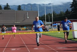 Adults race during the Tlu-piich Games track events in August. Recent data from the First Nations Health Authority shows a drop in life expectancy among B.C.'s Indigenous people - a concerning indicator that leads health advocates  to stress the importance of exercise throughout adulthood. (Eric Plummer photo)