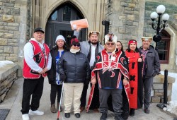 Members of the Coalition of First Nations for Finfish Stewardship visited the Parliament earlier this year as part of its effort to keep salmon farms in First Nation territories where there is an agreement in place. (Coalition of First Nations for Finfish Stewardship)