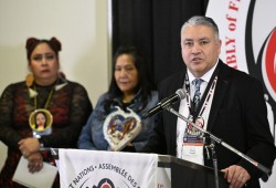 B.C. Assembly or First Nations Regional Chief Terry Teegee speaks in Ottawa on Dec. 4. (AFN/X photo)