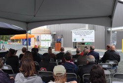 Aaron Rodgers, Tofino’s director of infrastructure and public works, hosts the milestone celebration of Tofino’s sewage plant going online. 