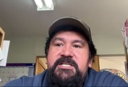 On Nov. 5 at the start of a Council of Ha’wiih Forum on Fisheries meeting, Hasheukumiss, Ahousaht Tyee Ha’wilth Richard George, announced new limits to Tofino’s busy BC Liquor store. (Uu-a-thluk video still)