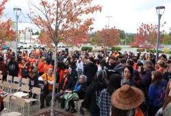 The students that wore orange were invited to the front, where Tseshaht thanked them, shaking the hands of each student.