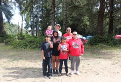 Marlene Mickey with some of her grandkids at Huu-ay-aht Days 2024.