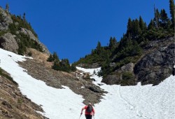 In early May some snow remained atop Arrowsmith at the Mount Cokely peak, while the snowpack across Vancouver Island was below the average. But early season concerns for a bad wildfire season did not materialize in the region. (Eric Plummer photo) 