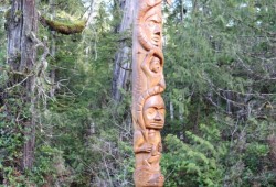 Carver Joe Martin helped create the Naa’Waya’Sum totem that lives in the middle of the Naa’Waya’Sum Gardens. 