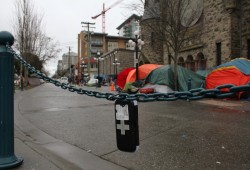 The distribution of Naloxone kits, pictured here on Pandora Avenue in Victoria, has steadily increased over the course of the opioid crisis. (Eric Plummer photo) 